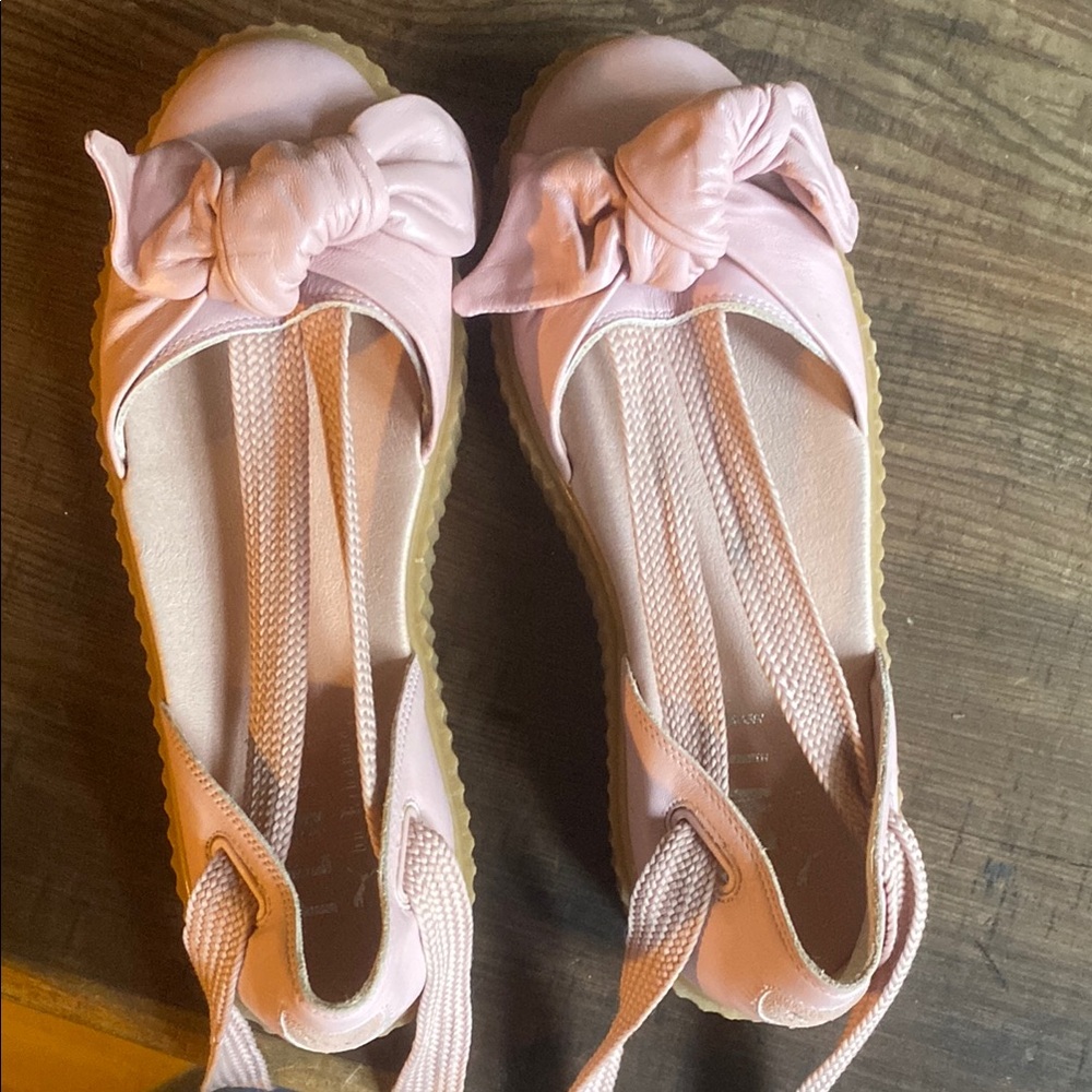 Puma Pink Flats with Bow Accent
